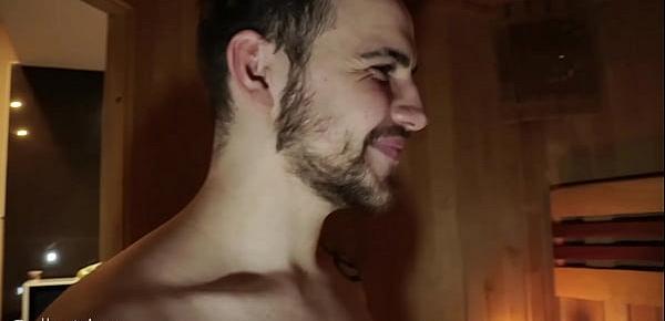 Curvy hottie fucking a stranger in a public sauna